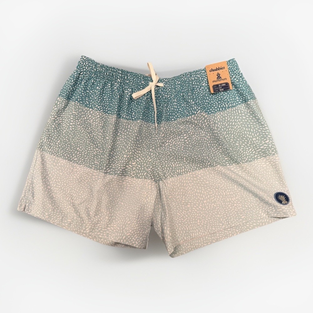 Chubbies Swim Trunks Mens 2XL Blue Whale Sharks Print Mesh Lined 5.5" Inseam